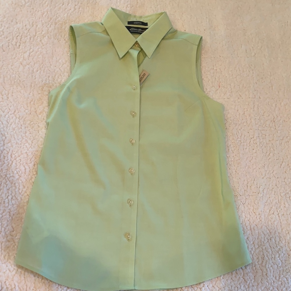 Eddie Bauer XS Light Green Sleeveless Button Up